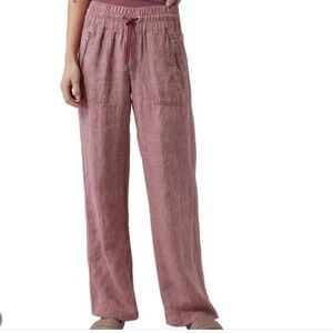 Athleta Cabo Linen Wide Leg Pant Red size 12 Tall